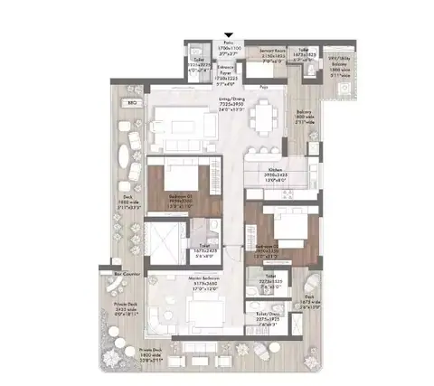 Elan The Presidential 3 BHK floor plan