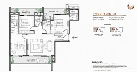 Eldeco Fairway Reserve 3BHK floor plan