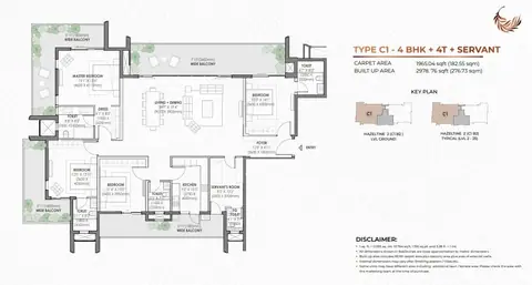 Eldeco Fairway Reserve 4 BHK + Servant floor plan