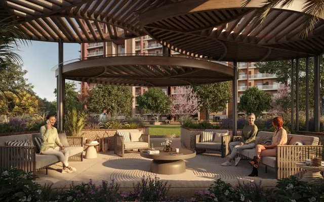 Eldeco Fairway Reserve — pergola seating render