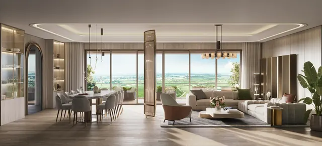 Eldeco Fairway Reserve — living and dining interior render