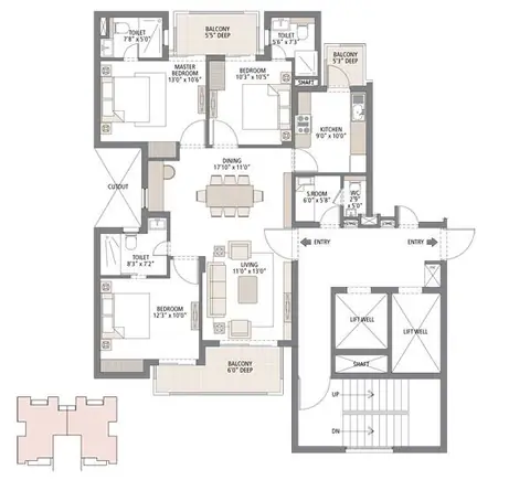 Emaar Gurgaon Greens 3BHK floor plan