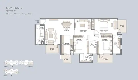 Emaar Palm Gardens 3 BHK + 3T + SQ floor plan