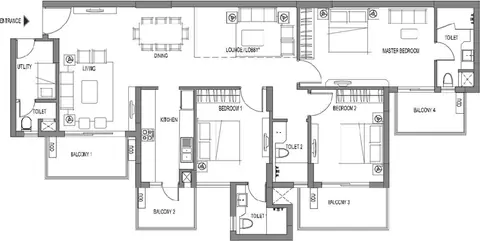 Emaar Palm Premier 3 BHK floor plan