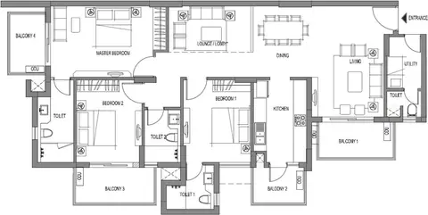 Emaar Palm Premier 3 BHK floor plan