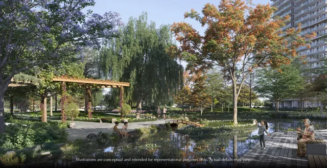 Emaar Serenity Hills Gurugram — landscaped lake garden render