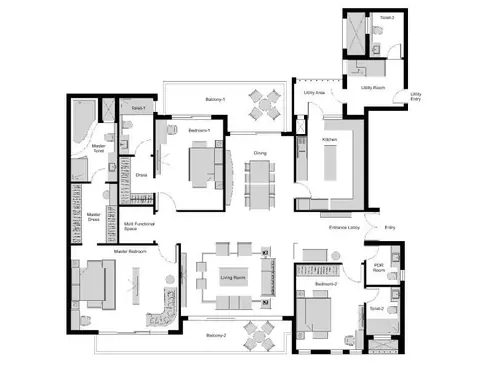 Experion Windchants 3 BHK + SQ floor plan