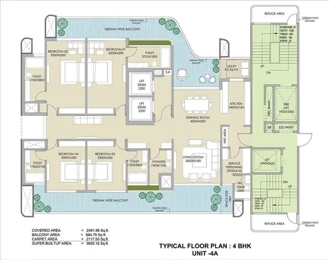 Ganga Anantam 4 BHK + S + Ut floor plan