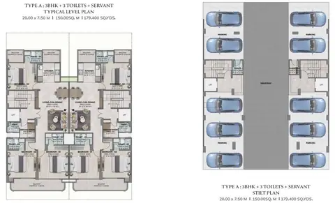 Ganga Kashi 3BHK+SQ floor plan