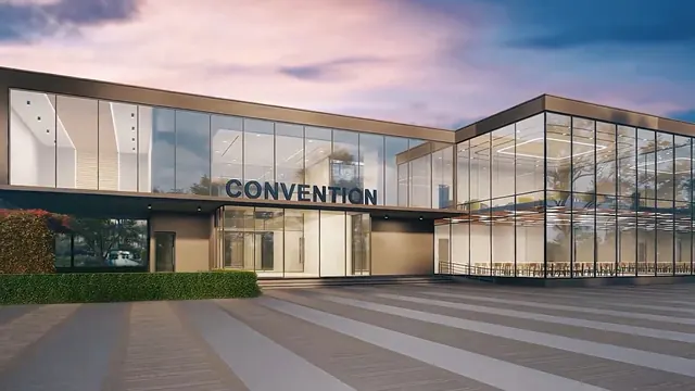 Ganga Kashi — convention centre exterior render (frame from official banner video)