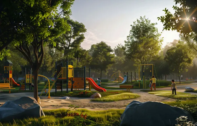Kids play area in the central greens