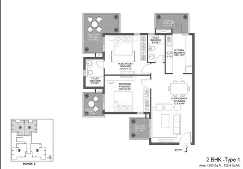 Godrej 101 2 BHK floor plan