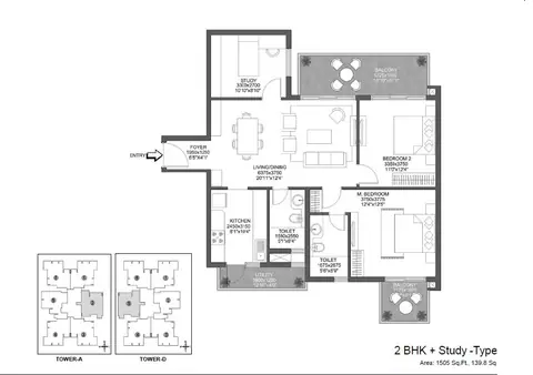 Godrej 101 3 BHK floor plan