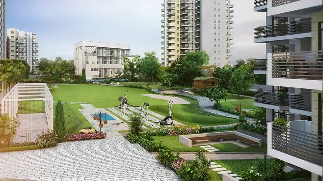 Godrej 101 — landscaped central lawn