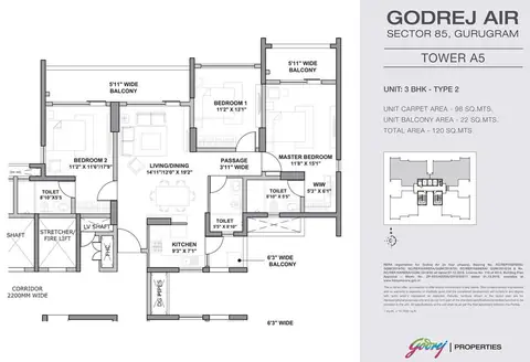 Godrej Air 3 BHK floor plan