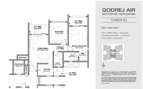 Godrej Air 2 BHK floor plan