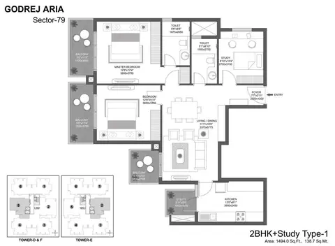 Godrej Aria 2 BHK floor plan