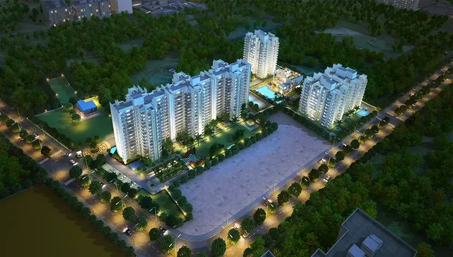 Godrej Aria — aerial view at night