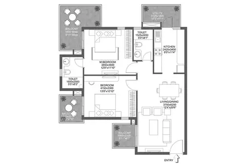 Godrej Arista 2 BHK floor plan