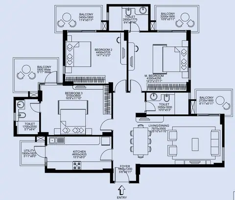 Godrej Arista 3 BHK floor plan