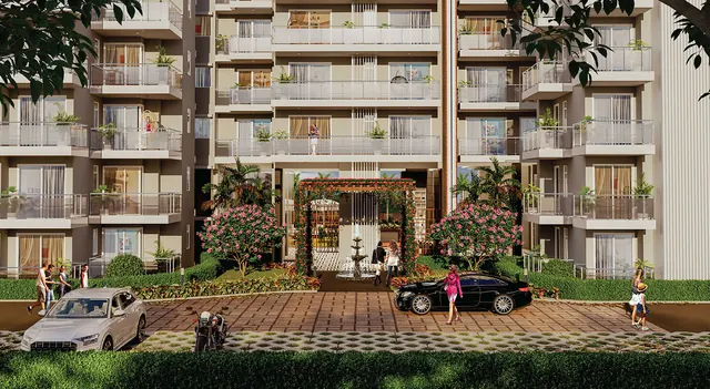 Godrej Arista — entrance court with fountain