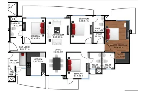 Godrej Frontier 4 BHK floor plan