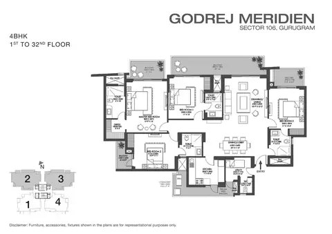 Godrej Meridien 4BHK + Utility floor plan
