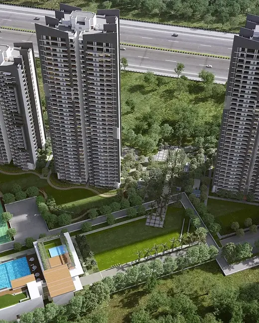 Godrej Meridien — aerial view of towers