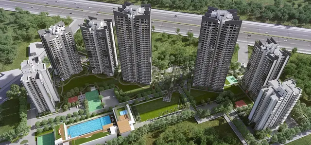 Godrej Meridien — aerial view of towers