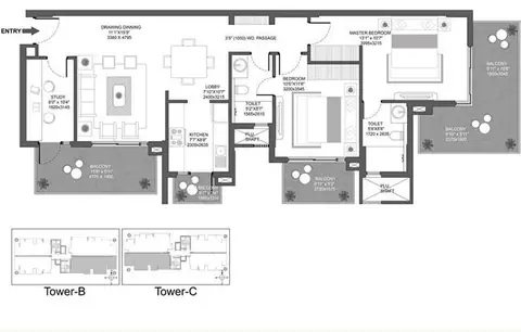 Godrej Oasis 2 BHK + ST floor plan