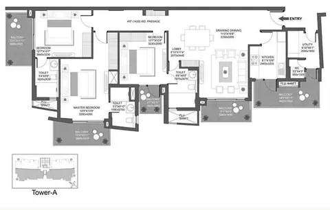 Godrej Oasis 3 BHK + SQ floor plan