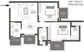 Godrej Summit 2 BHK floor plan