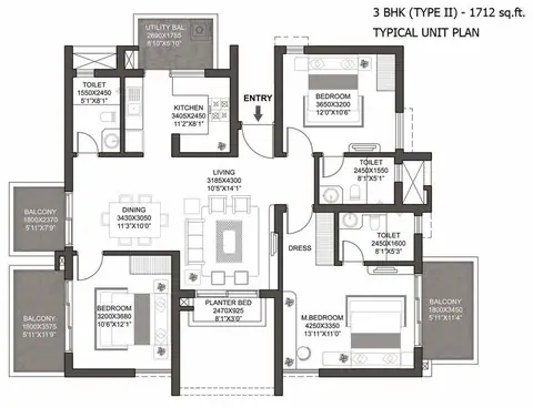 Godrej Summit 3 BHK floor plan