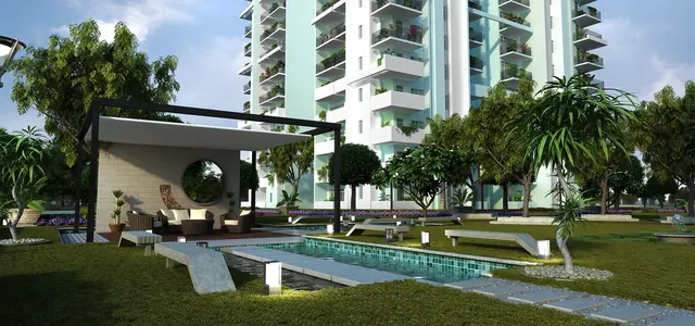 Godrej Summit — pool pavilion and tower