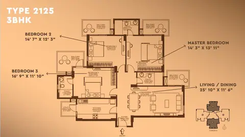 Godrej Suprema 3 BHK floor plan