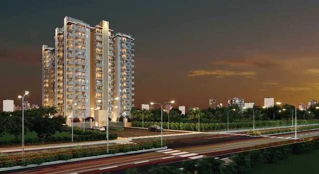 Godrej Suprema — tower exterior at dusk
