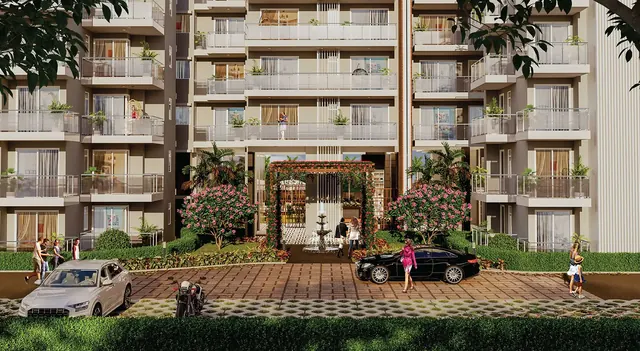 Godrej Suprema — entrance court with fountain