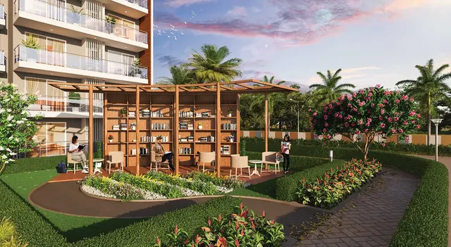 Godrej Suprema — garden pergola and library