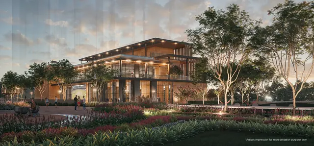 Godrej Zenith — clubhouse at dusk