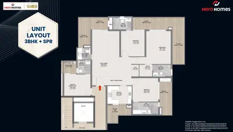 Hero the Palatial 3BHK+SRV floor plan