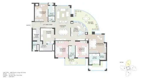 Indiabulls Enigma 4 BHK + Family Lounge floor plan