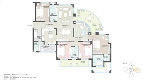 Indiabulls Enigma 4 BHK + Family Lounge floor plan