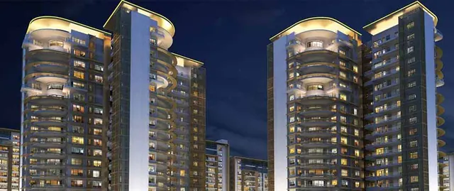 Indiabulls Enigma — tower elevation render at night
