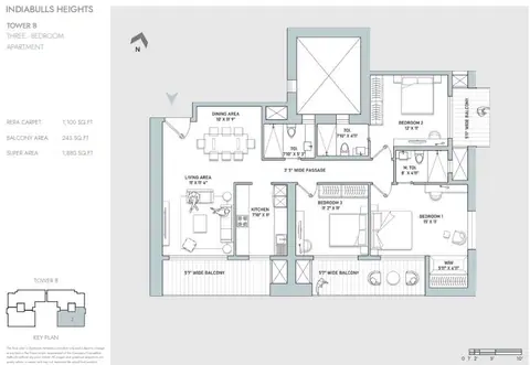 Indiabulls Heights 3BHK floor plan