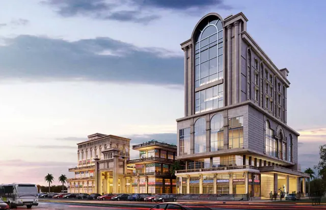 JMS Crosswalk — facade render with office block