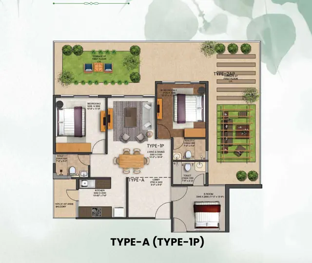 JMS Silver Living Type A (Type-1P) floor plan