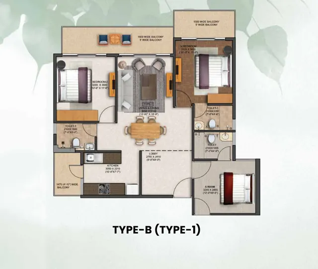JMS Silver Living Type B (Type-1) floor plan