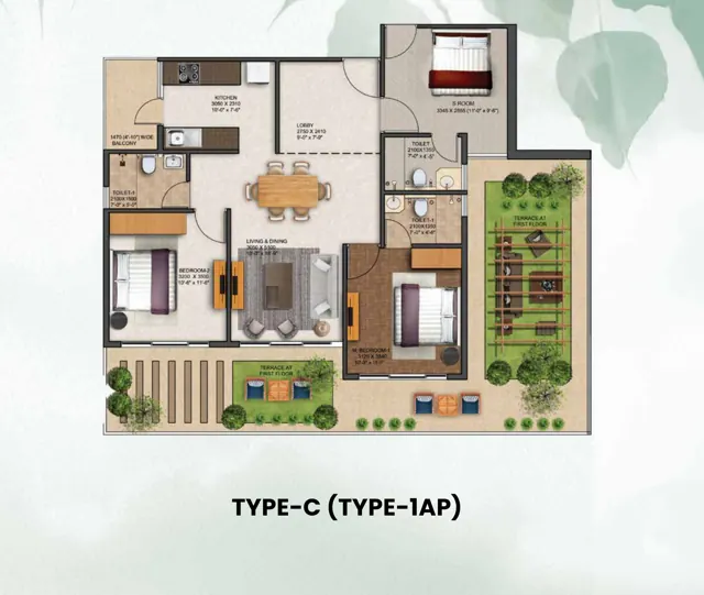 JMS Silver Living Type C (Type-1AP) floor plan