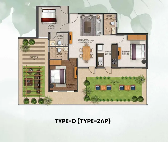 JMS Silver Living Type D (Type-2AP) floor plan