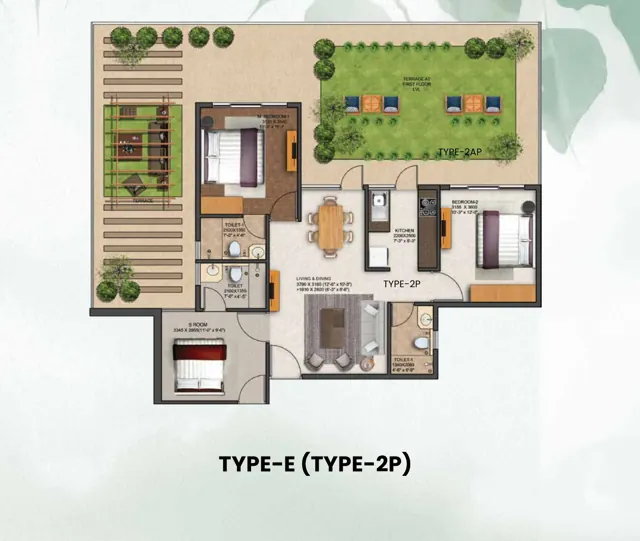 JMS Silver Living Type E (Type-2P) floor plan